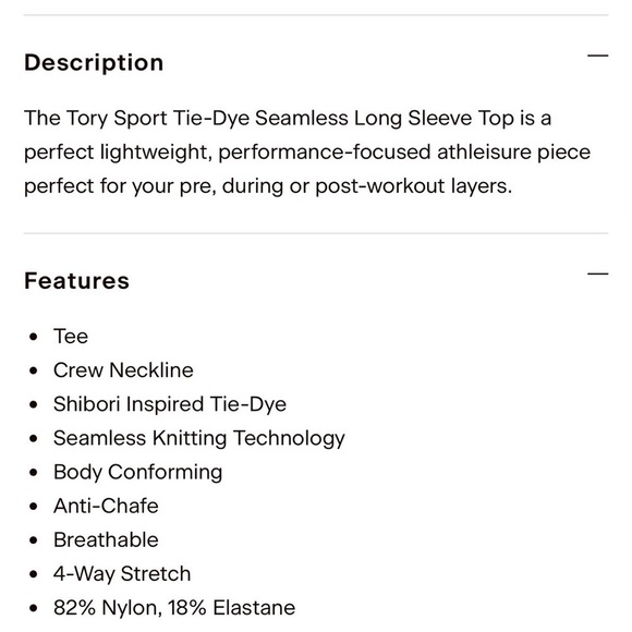 TORY BURCH SPORT Tie-Dye Seamless Long Sleeve Crew Neck Top - Picture 8 of 8